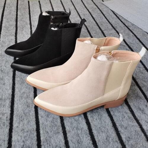 Women Ankle boots Genuine Leather 22-26.5 cm feet length ankle boots for women Leather stitching Chelsea boots black boots