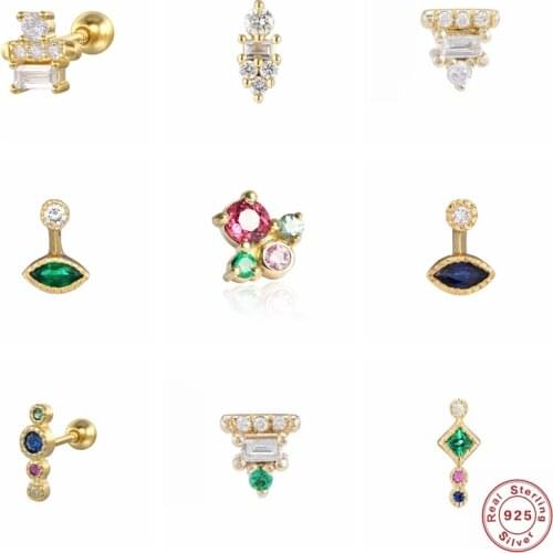 S925 Sterling Silver Piercing Earrings Korean Cute INS Zircon Mini Stud Earring For Women Girls Aretes Pendientes Fine Jewerly