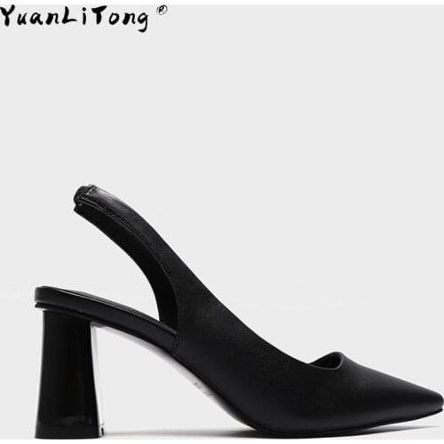 2021 Spring And Summer Style Small Square Head Thick Heel After Occupation Empty Single Shoe Womens Shoes Daily Low-Help Simple