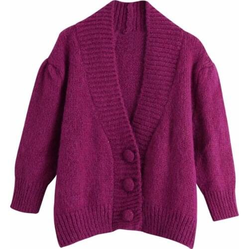 Women solid button solf mini sweater 2020 fashion ladies full sleeve v-neck casual Cardigan vintage female sexy style