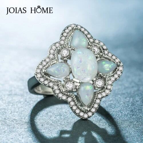 JoiasHome Classic 925 Silver Ring For Women With Blue Opal Gemstone Silver Fine Jewelry Women Party Gift Wholesale Size 6-10