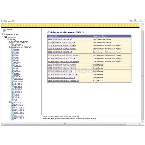 Komatsu CSS Mining Rigid Dump Trucks Shop Manuals