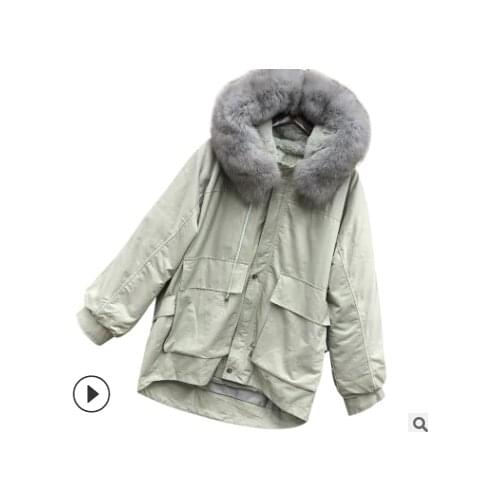 Winter 2020 Pie over womens down short style non-detachable fox fur collar coat fur coat