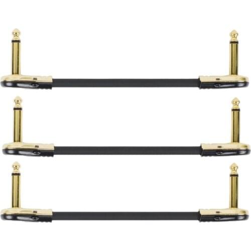 1 Set 15cm Length Guitar Effects Pedal Cable Connector 6.35 Plug Wire Adapter Line Flat Head