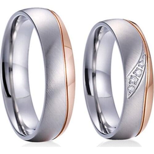 1 pair original designer rose gold plated mens ladies marriage wedding rings for couples love alliance finger ring