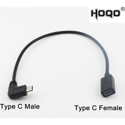 1x Type C USB 3.1 Female to Type C Male Plug Right Angle Male to Female Extension Connector Adapter Cable 30cm/1ft
