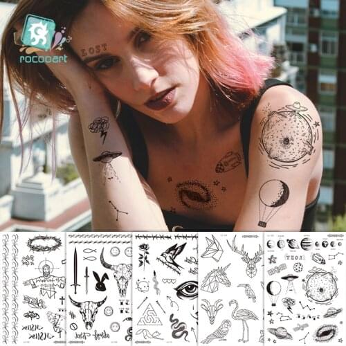 21x15cm Size Planet Face Waterproof Tattoo Bull Head Eye Face Taty Women Neck Hand Back Cool Body Art Temporary Tattoo Sticker