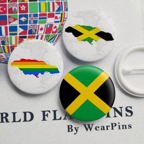 3pcs set Jamaica flag map rainbow tinplate Round badge Brooch Pin can Customization 44mm Hat clothes Decoration Accessories