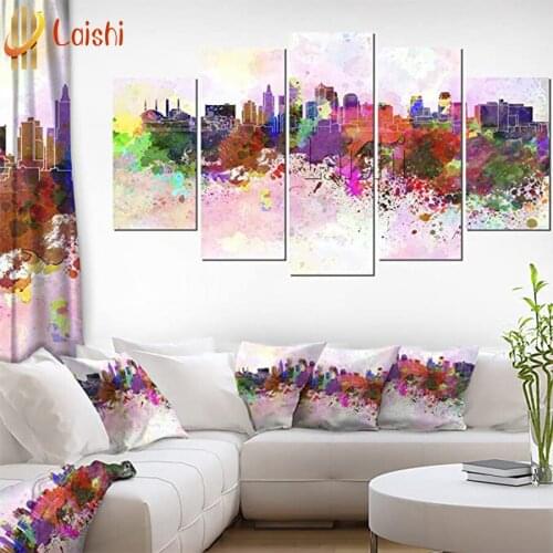 5pcs round square diamond embroidery Graffiti Kansas City Skyline Cityscape diamond painting stitch cross mosaic rhinestones art