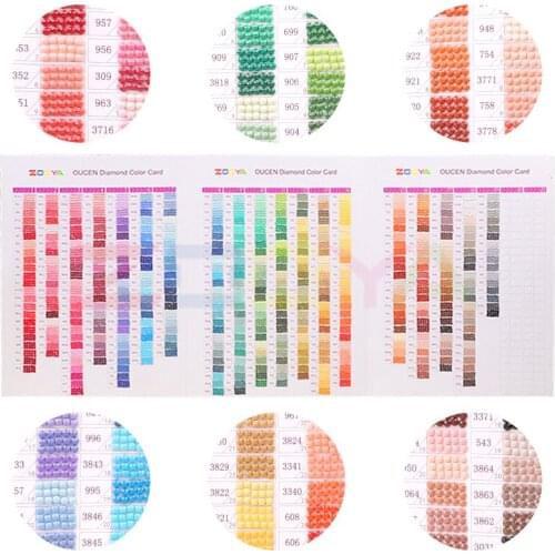 5D Full Square/Round Diamond Rhinestone Color Identification Card Drill Painting Tool 447 DMC Diamond Handmade Color Card 6Sk04