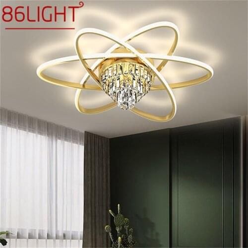 86LIGHT Brass Ceiling Light Modern Creative Luxury Crystal Lamp LED Fixtures Decorative For Home