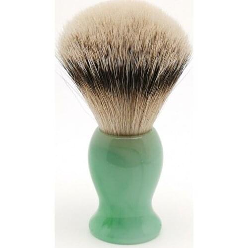TEYO Super Silvertip Badger Hair Shaving Brush of Emerald Green Pattern Resin Handle Perfect for Safety Double Edge Razor