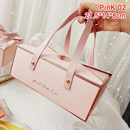 1pcs Bronzing Protable Paper Box Leather Portable Rope Chocolate Candy Packaging Birthday Party New Year Gift Decoration