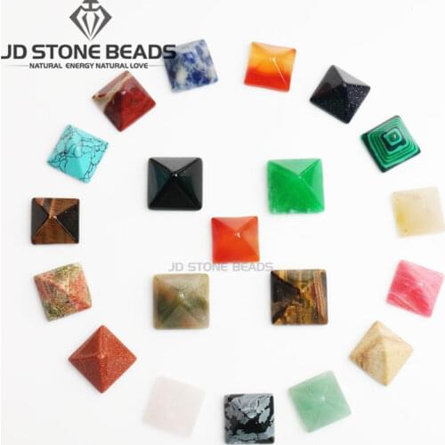 10pcs/Lot Natural Stone Pyramid Shape Cabochon Loose Beads Rose Quartz Agate Tiger Eye Stone For Jewelry Making Diy Accessories