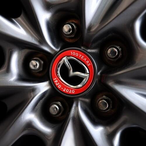 For Mazda 3 Alexa CX30 Atenza CX-4 CX-5 CX-8 Aluminum Alloy Wheel Hub Cover Decorative Circle 100th Anniversary sticker