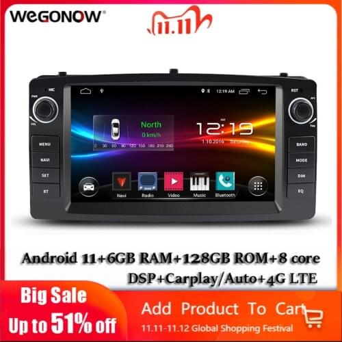 DSP Carplay Android10.0 4G 64G Car DVD Player GPS Map WIFI Bluetooth RDS Radio TPMS carplay For TOYOTA Corolla E120 e 120 BYD F3