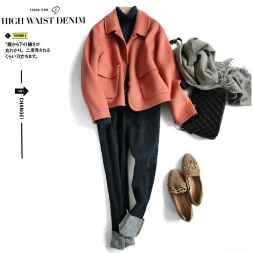 Hand-stitched Double-sided Short Coat For Women, High Quality Woolen Coat, 2021 New Womens Clothing