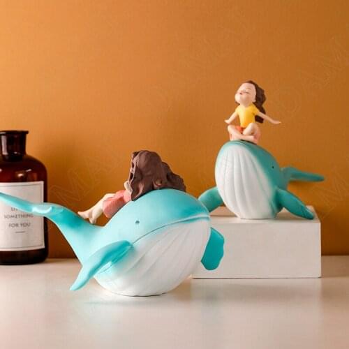 European Style Resin Statue Lovely Whale Living Room Accessories Creativity Desktop Statuette Home Decoration Modern Ornaments