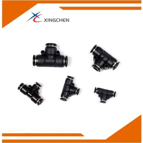 PE-4 PE-6 PE-8 PE-10 PE-12 PEG6-4-4 PEG8-6-6 PEG10-8-8 PEG12-10-10 PEG6-6-4 Black T-shaped three-way connector PE series