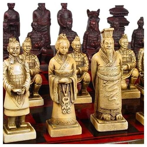 Collection old bone carving chess, "Terracotta Warriors", Free Shipping