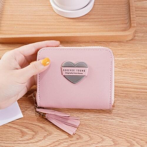 Women Wallet Fashion Zipper Purses Simple Love Decoration Clutch Bag Coin Card Holder Casual Clutch Leather Female Purse