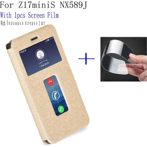 View window leather case For ZTE Nubia Z17miniS cover shell Z 17 Z17 miniS NX589J cases For Nubia Z17mini S flip case back cover