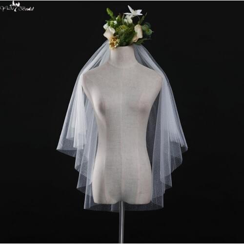 LZP347 Real Bridal Accessories Wedding Veil 1.5 Meters Glittering Bridal Veil Ivory Blusher Veil