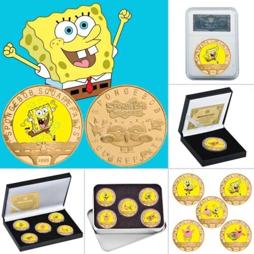 US Anime Cartoon Gold Plated Commemorative Coin Set with Coin Holder Challenge Coin Original Design Birthday Gift for Kids Adult
