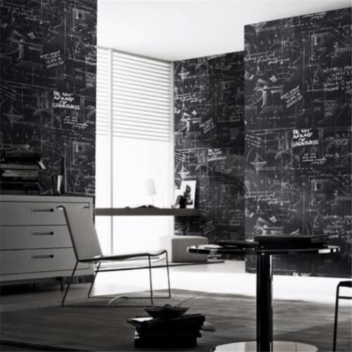 Beibehang modern abstract wallpaper black personalized alphabet blackboard background wallpaper for walls 3 d wallpaper roll