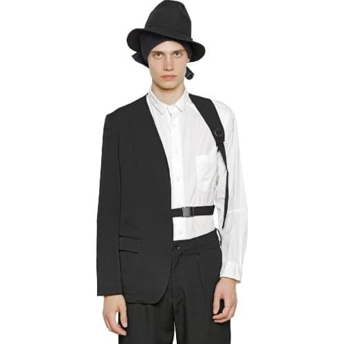 Customized S~6XL New male Original fashion Personality show Strapless casual jacket fitted suit coat