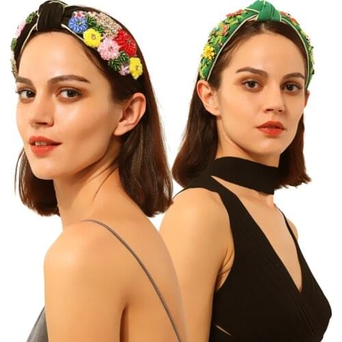 Retro Rhinestone Bee Palace Headband for Women Simulated Pearl Flower Wide Hairband Ladies Vintage Hair Accessories Gifts F12351