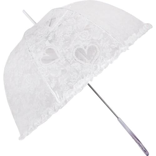 Transparent Lace court wind PVC Umbrella with Exquisite Long Umbrella Cap and Semi-Automatic Spring Shock Absorption incredible