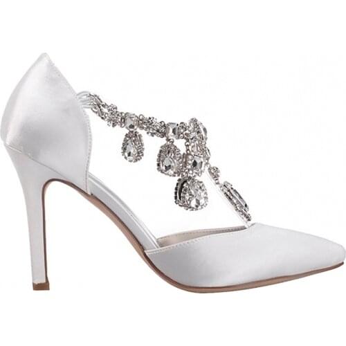 Spring Crystal Stiletto High Heel Wedding Shoes Women Party Pumps Fashion Top Quality Pointed Toe Bride Footwear Female Big Size