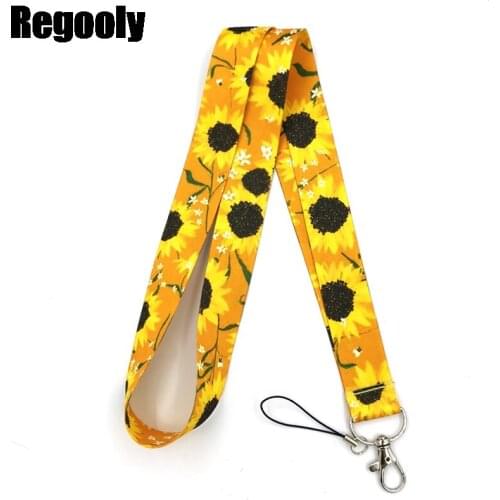 Sunflowers flowers women plants Neck Strap Lanyards ID badge card holder keychain Mobile Phone Strap Gifts