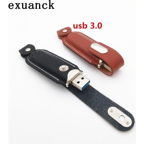 Exuanck High speed 3.0 usb-sticks leather usb flash pen drive , custom emboss logo 4GB 8GB 16GB 32GB 64GB (over 50pcs free logo)
