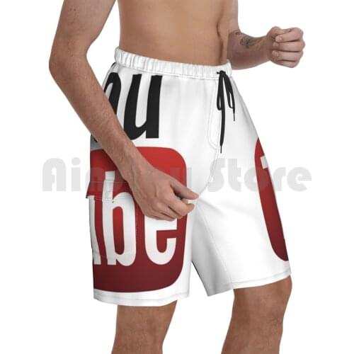 Youtube Beach Shorts Men Beach Pants Swim Trunks Youtube Logo Humor You Tube Red White Black
