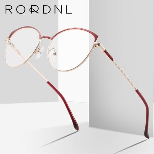 Cat Eye Prescription Glasses Frame Women Myopia Optical Eye Glasses Frame Female Stainless Steel Brand Spectacles Frame Fashion