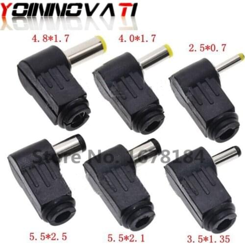 100pcs DC Plug 90 Degree Elbow 5.5*2.1mm DC Power Plug Wiring Assembly 5.5*2.5mm Welding Wire Type 4.8x1.7mm 4.0x1.7mm 3.5x1.35
