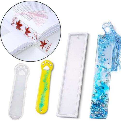2/3Pcs DIY Bookmark Silicone Molds Rectangular Cat Paw DIY Craft Silicone Casting Mold Jewelry Making Crystal Epoxy Resin Mould