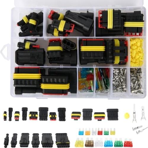 240pcs Waterproof Connector Plug Terminal 12V Electrical Wire Connector Set with Crimp Terminal Car Fuse Replacement Accessories