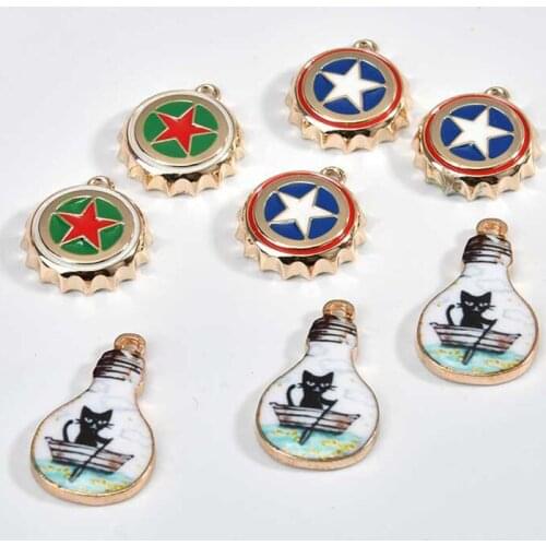 30pcs/lot color alloy Spray paint bottle cap/light bulb shape charms diy jewelry earring/bracelet/apparel pendants accessory