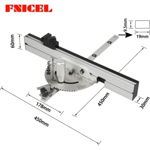 450mm Miter Gauge Table Saw/Router Miter Gauge Sawing Assembly Ruler for Table Saw Router Wood Working Saw Tool