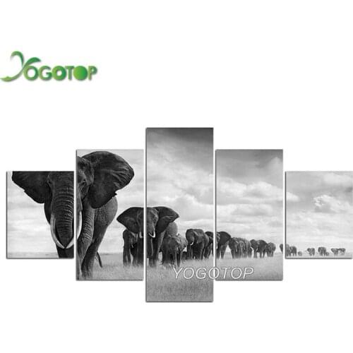 5pcs/set Diy Diamond Painting cross stitch For Room Decoration Elephants Animal diamond embroidery mosaic kits custom ML810