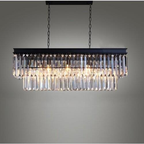 American Country Crystal Chandelier Lamp Retro Luxury Metal Suspension Lighting For Bar Kitchen Dinning Room Lights Fixture P506