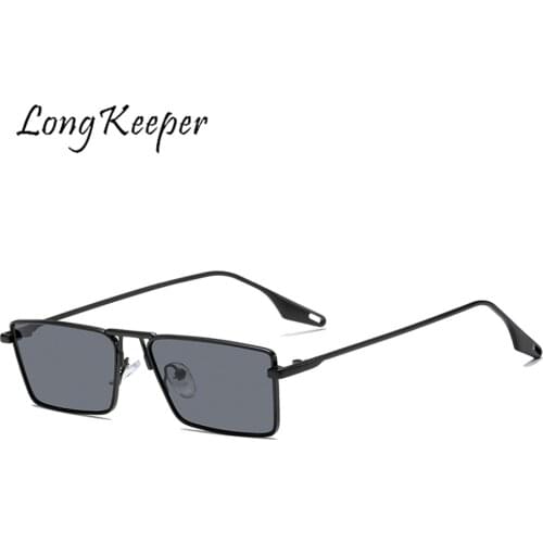 LongKeeper Retro Square Sunglasses Women Men Pilot Driving Glasses Metal Eyewear Frame Vintage Sunglasses Punk Lentes De Sol UV