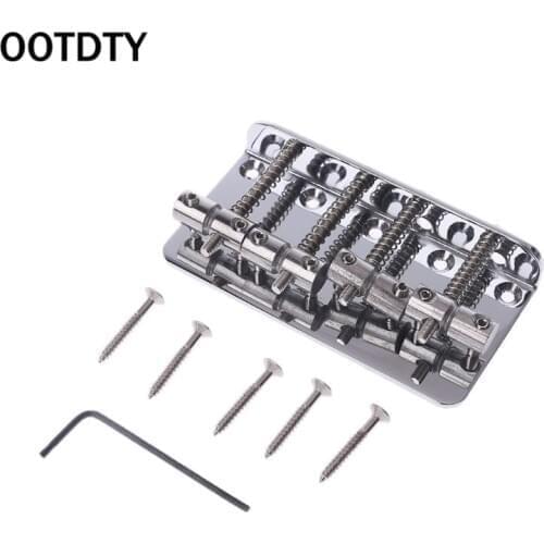 OOTDTY Guitar Part Chrome Bridge Plate For Jazz Bass Guitar + 5 Screws + Wrench