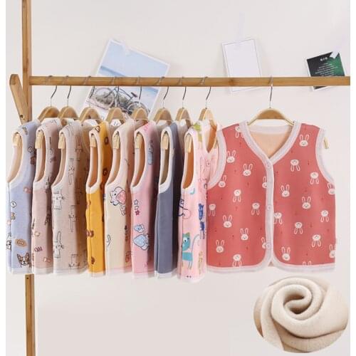 Unisex Baby Vests Girl Boy Winter Kids Waistcoats Cardigan Infant Warm Thicken Jacket Toddler Vest Boy Sleeveless Dinosaur Coat