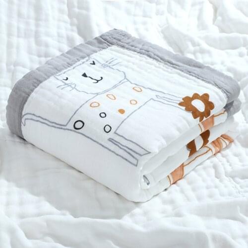 Receiving Blanket Baby Cotton Bath Towel Gauze Lovely Print Cartoon Children Wrap Covered Playmats Stroller Sheet Bedding AB19