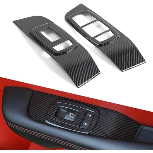 For Dodge Challenger 2015-2019 Car Inner Door Window Lift Button Trim Cover ABS Carbon Fiber Styling Decoration Left Driver ONLY