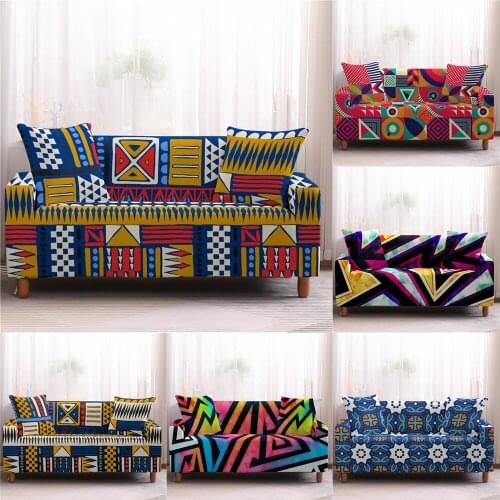 Ethnic Sofa Protector Stretch Retro Geometry Sofa Covers For Living Room Elastic Slipcover Armchair Sectional Corner Couch Cover
